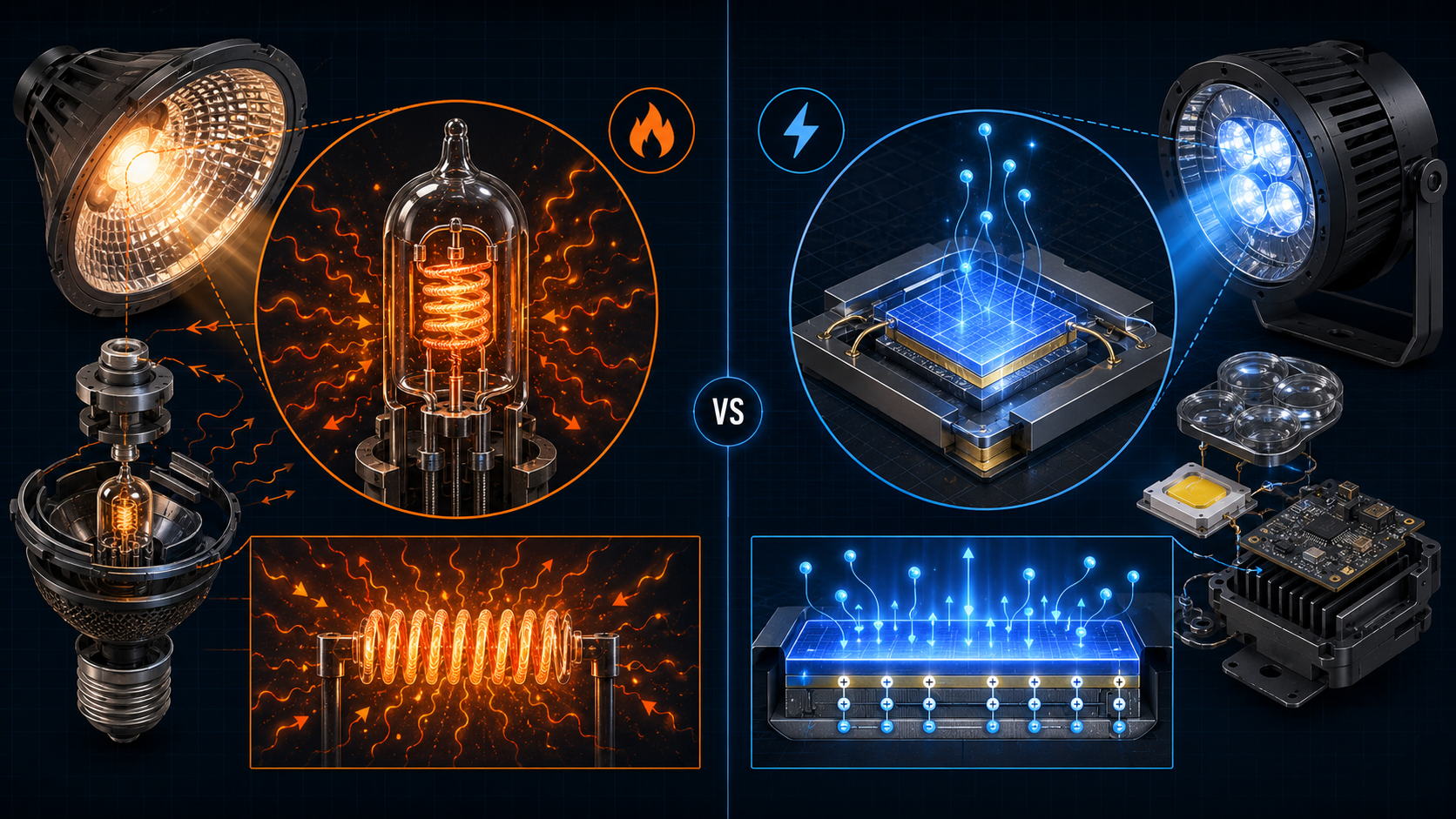 Comparision of Lamp and LED Сравнение лампы и светодиода
